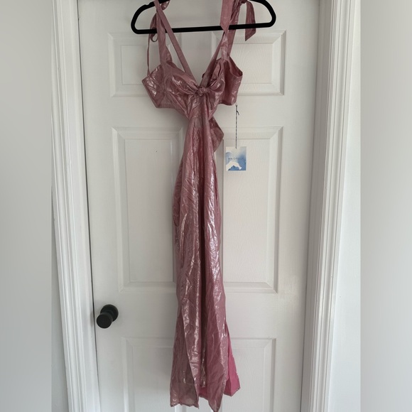 NWT Majorelle Graziella Iridescent Pink Tie Strap Midi Dress M - Picture 4 of 8
